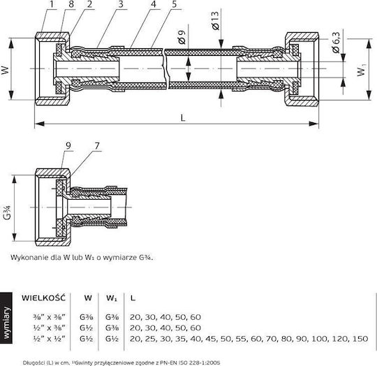 Perfexim Pha-9110ww Gw Gw 1/2" X 3/8" Verbindungsschlauch