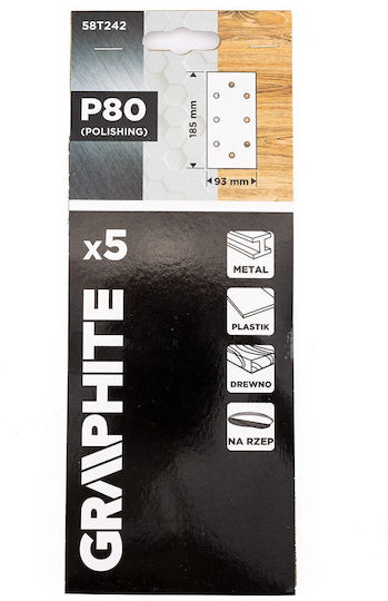 Graphite Шкурка K80 с дупки 93x185мм Комплект 5бр