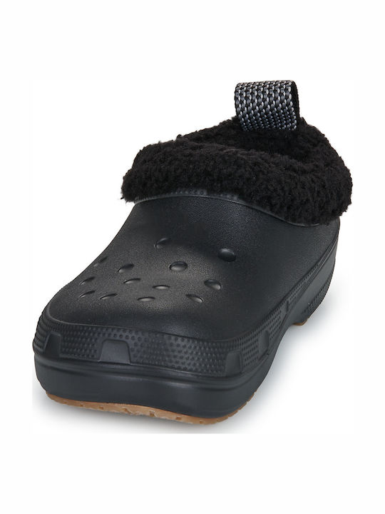 Crocs Класически Анатомични Дамски Сандали с Козина Черни