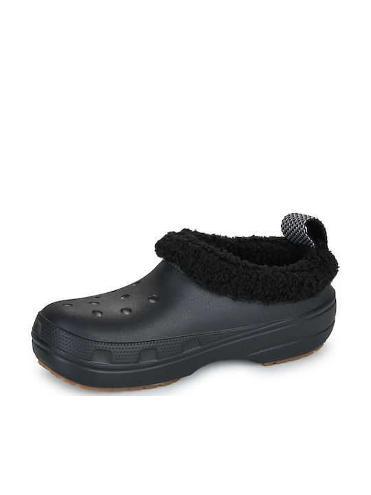 Crocs Класически Анатомични Дамски Сандали с Козина Черни