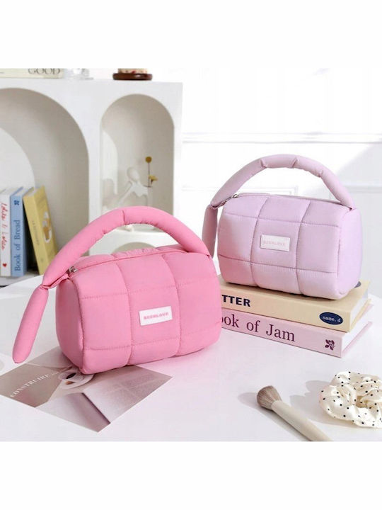 Ecarla Women's Quilted Pink Cosmetic Case Ks140r 18.5 X 12.5 X 13 Cm
