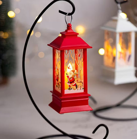 Crăciun Plastic Lampion Roșu Baterie 12.5x5.3cm.