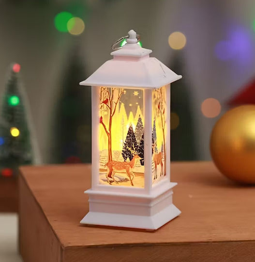 Crăciun Plastic Lampion Alb Baterie 12.5x5.3cm.