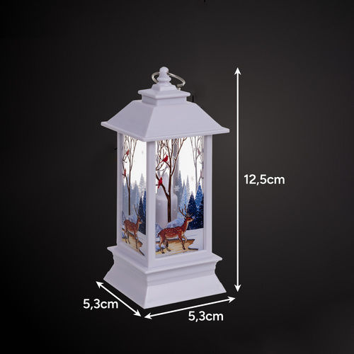 Crăciun Plastic Lampion Alb Baterie 12.5x5.3cm.