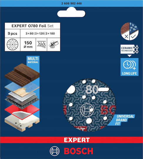 Bosch Expert Φύλλο Λείανσης Έκκεντρου Τριβείου 150x150mm
