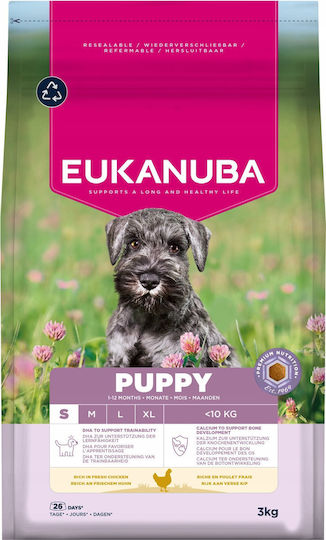 Eukanuba 3kg Dry Food for Small Breed Puppies with Chicken