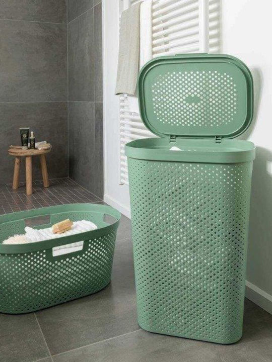 Curver Infinity Coș De Rufe Din Plastic 60lt Cu Capac 44x60x60cm Verde Curver Infinity Coș De Rufe Din Plastic 60lt Cu Capac 44x60x60cm Verde