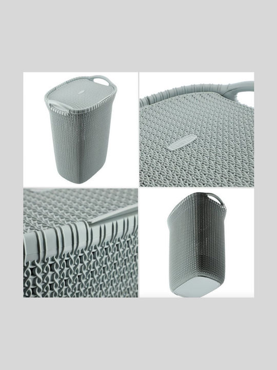 Curver Knit Laundry Basket Plastic with Cap 45x34x61cm Blue