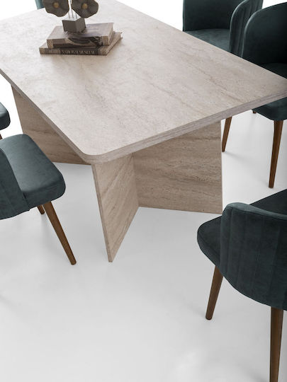 Loft Tisch Speisesaal Holz Travertine Beige 180x90x77cm