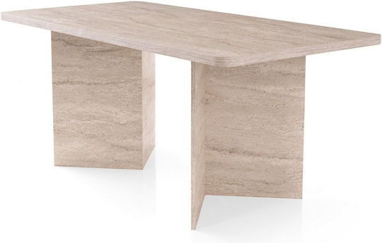 Loft Tisch Speisesaal Holz Travertine Beige 180x90x77cm