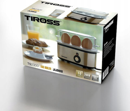 Tiross Egg Cooker 3 Egg Capacity Silver