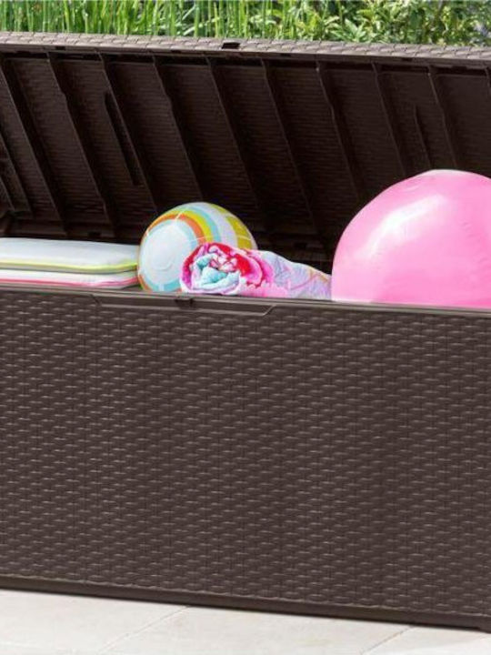 Keter Cutie de depozitare pentru exterior Rattan 305lt Maro L123xW53.5xH57buc