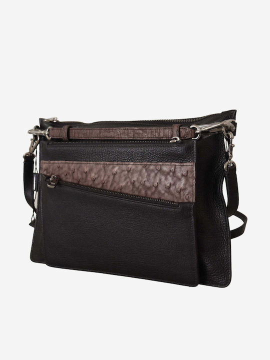 Кожена Дамска Чанта за Рамо Black / Brown