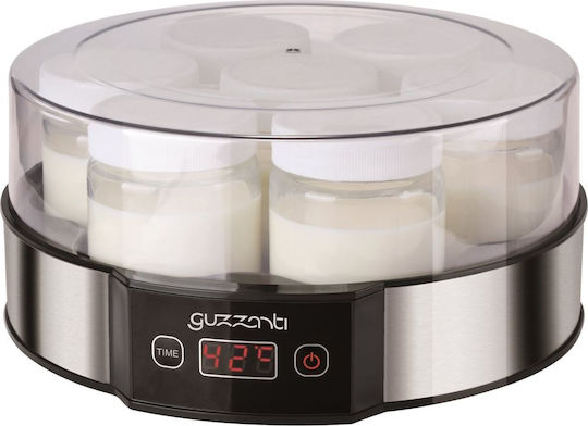Guzzanti Yogurt Maker with Jars and Digital Display 1.33lt Silver 20W