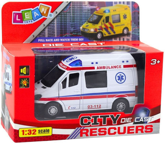 Lean Toys Toy Car 1:32 Ambulance Pull Back