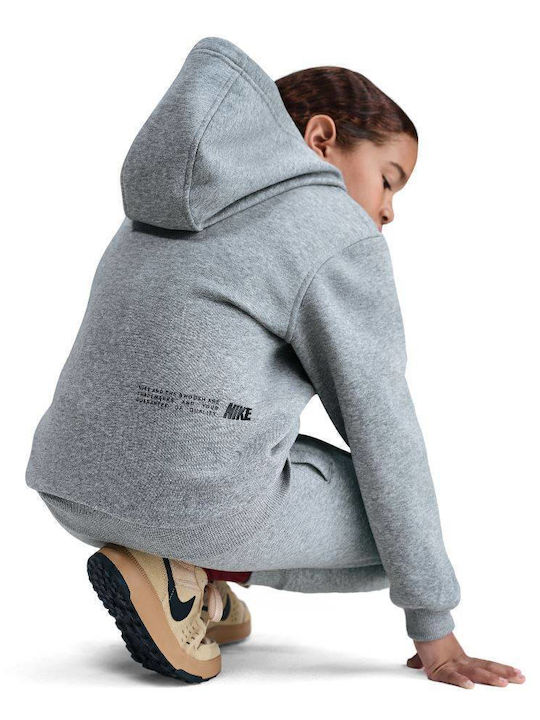 Fleece Παιδικό Φούτερ με Κουκούλα και Τσέπες Γκρι