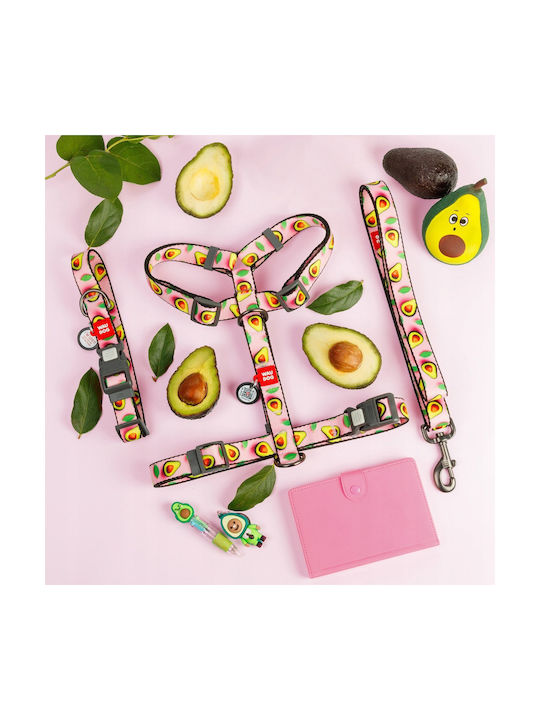 Collar Waudog Nylon Collar Qr Passport Plastic Fastex Avocado On Pink Pattern M 20mm/28-40cm