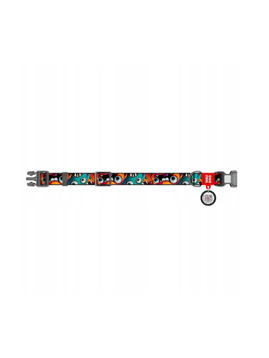 Collar Waudog Nylon Nylon Collar QR Passport Plastic Fastex Toothed Monsters Pattern M 20mm/28-40cm