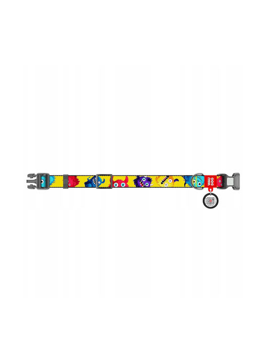 Collar Waudog Nylon Nylon Collar QR Passport Plastic Fastex Furry Monsters Pattern L 25mm/33-49cm