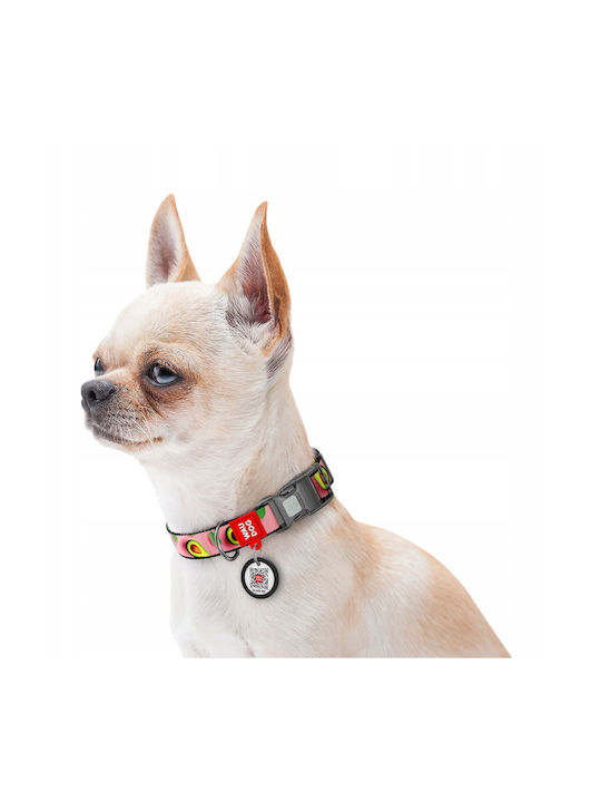 Collar Waudog Nylon Nylon Collar QR Passport Plastic Fastex Avocado On Pink Pattern S 15mm/25-35cm