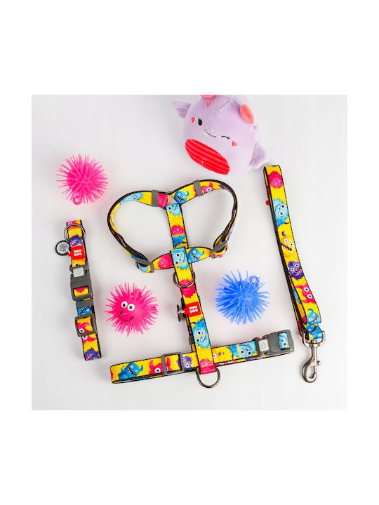 Collar Waudog Nylon Nylon Collar QR Passport Plastic Fastex Furry Monsters Pattern L 25mm/33-49cm