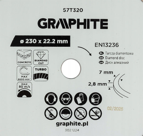 Graphite Δίσκος Κοπής Δομικών Υλικών 230mm