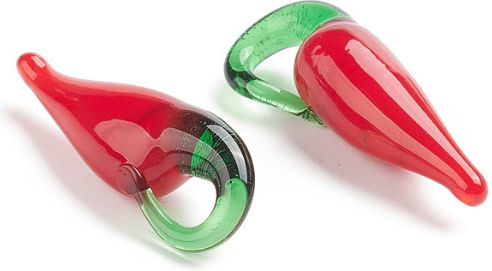 Glas Motiv Rote Paprika 30x10mm Ø2.5mm