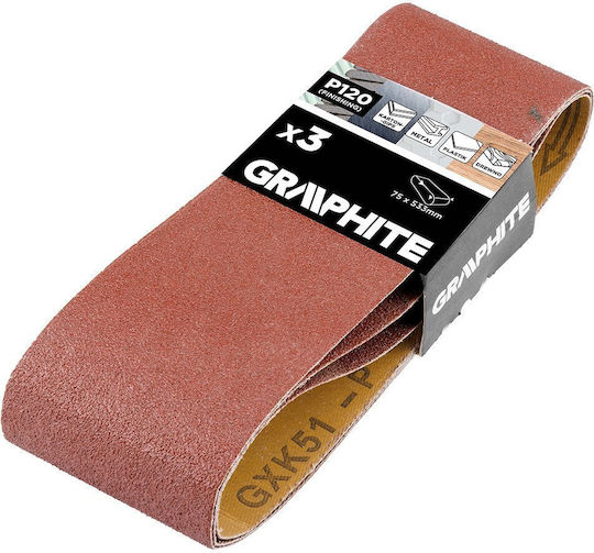 Graphite Tαινία Λείανσης K120 75x533mm Σετ 3τμχ