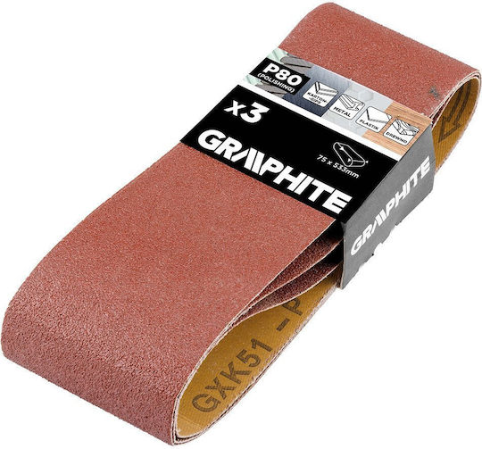 Graphite Tαινία Λείανσης K80 75x533mm Σετ 3τμχ