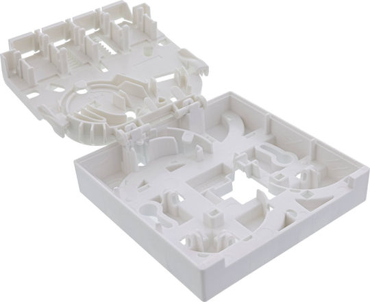 Inline Ftth Empty Box Up To 4x Lc Duplex 4x Sc Simplex Surface Mount 80mm White