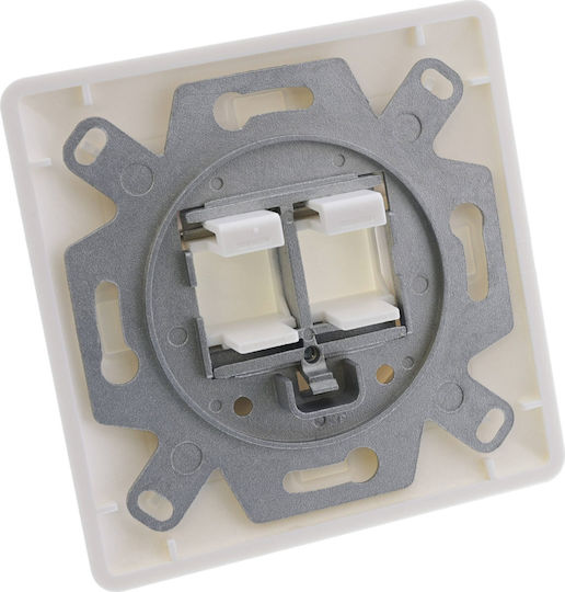 Inline Frame Set 2x RJ45 Keystone Snap-in White RAL9010