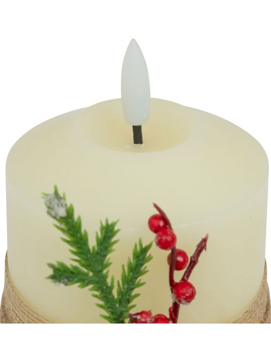 Christmas Plastic White Battery Candle 12.5x7.5cm