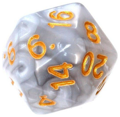 Rebel RPG Dice Set Two-Tone Steel-White Gold Numbers