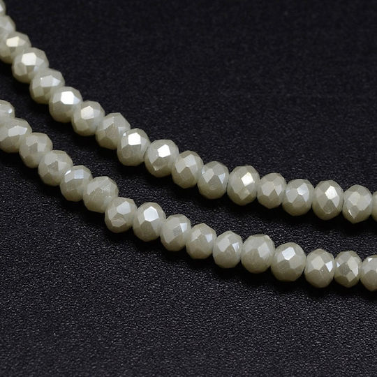 140τμχ 3mm Mărgele Κρυσταλλάκι Ροδέλα Εκρού Culoare Lucioasă Poligonal