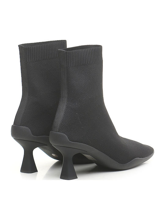 Leather Women's Ankle Boots with Medium Heel Black