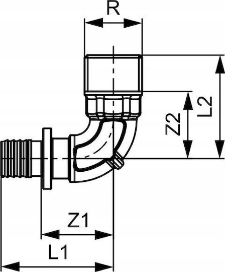Tece Γωνιακός Σύνδεσμος Gz 16x1/2" Ορείχαλκος 707516