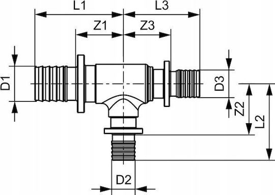 Tece Messing Mewiotikos Verbindung 25 X 16 X 25mm