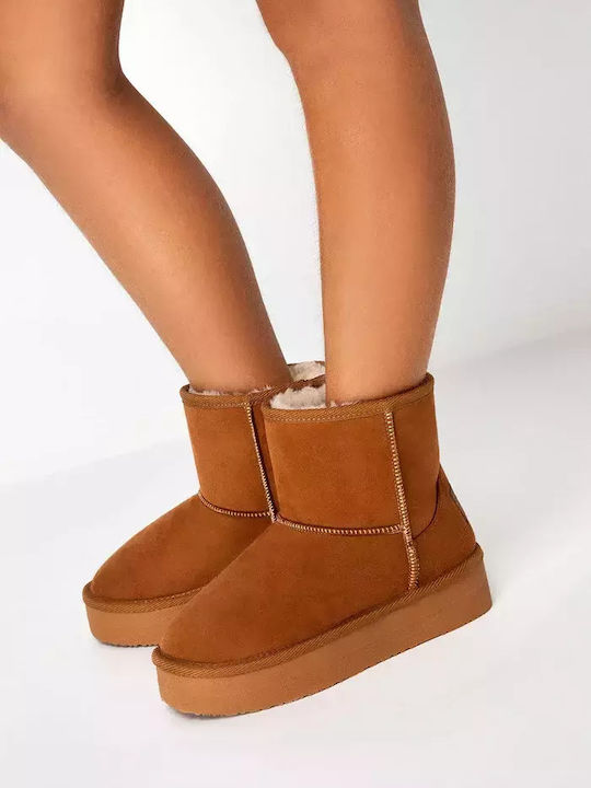 Leather Kids Ankle Boots Brown