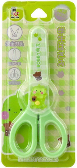 School Scissors Kids Cover Ambidextrous Green 14cm