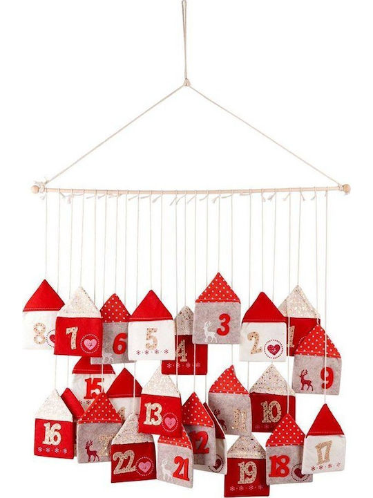 Vilde Advent Calendar On A Stick Hanging Felt Red 70x60 Cm