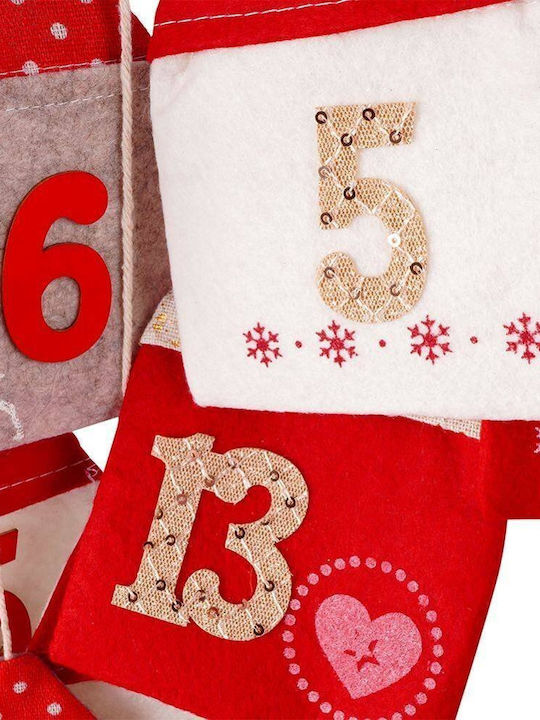 Vilde Advent Calendar On A Stick Hanging Felt Red 70x60 Cm