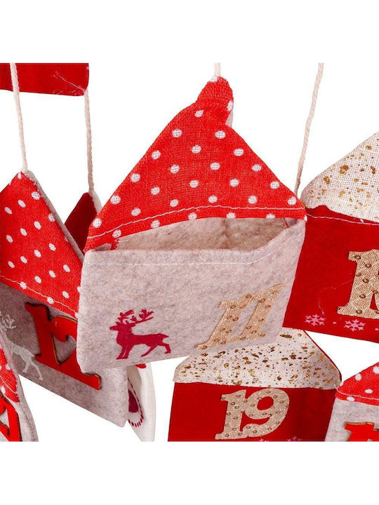 Vilde Advent Calendar On A Stick Hanging Felt Red 70x60 Cm
