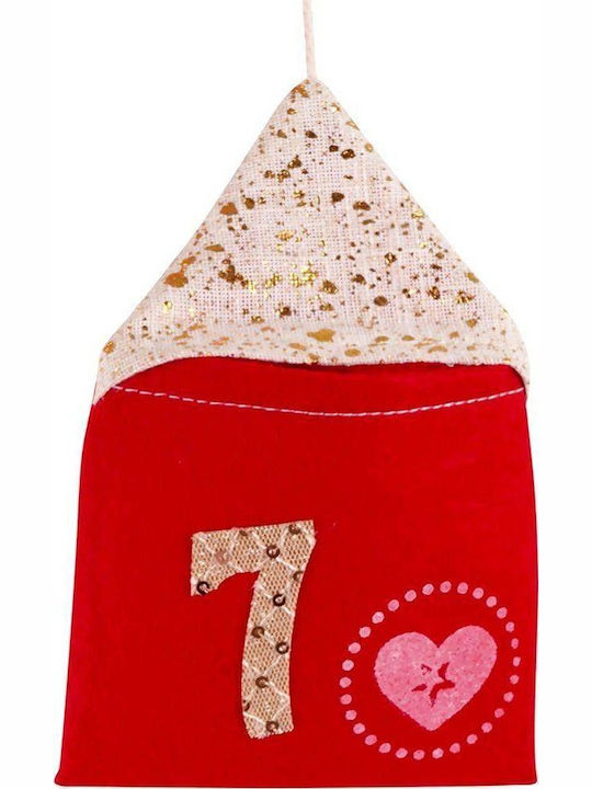 Vilde Advent Calendar On A Stick Hanging Felt Red 70x60 Cm