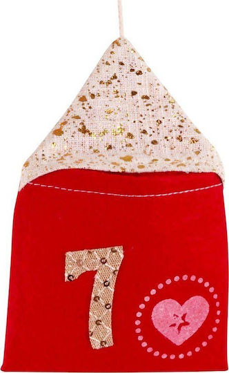 Vilde Advent Calendar On A Stick Hanging Felt Red 70x60 Cm