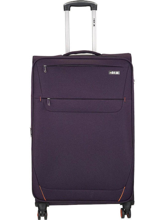RCM Fabric Purple Travel Suitcases Set of 3 with 4 Wheels