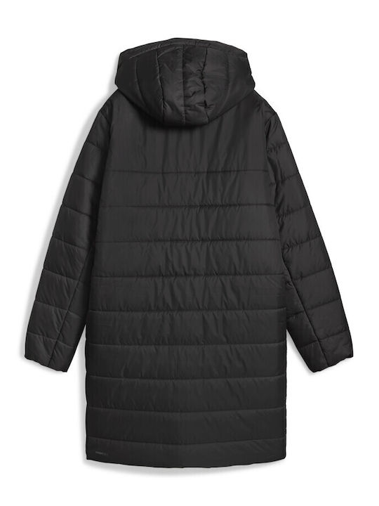 Lang Damen Puffer Jacke für Winter Schwarz
