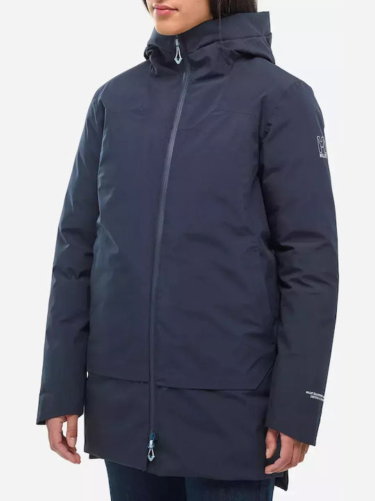 Γυναικείο Μπουφάν Παρκά για Χειμώνα Navy Blue
