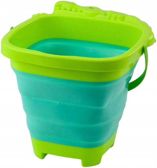 Foldable Silicone Bucket Crocodile Beach Green