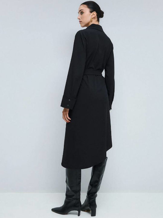Midi Abendkleid Schwarz 54-3053-Schwarz