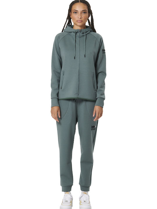 Women's Sweatshirt Jacket Hooded Green